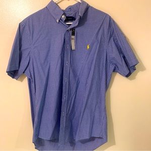 Ralph Lauren Mens L Classic Navy Checkered Short Sleeve Button Up